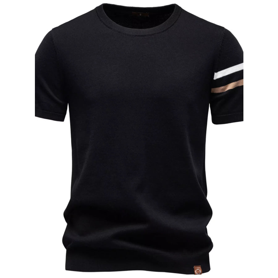 Men’s Casual Striped Sleeve T-Shirt Black / S Apparel and Accessories
