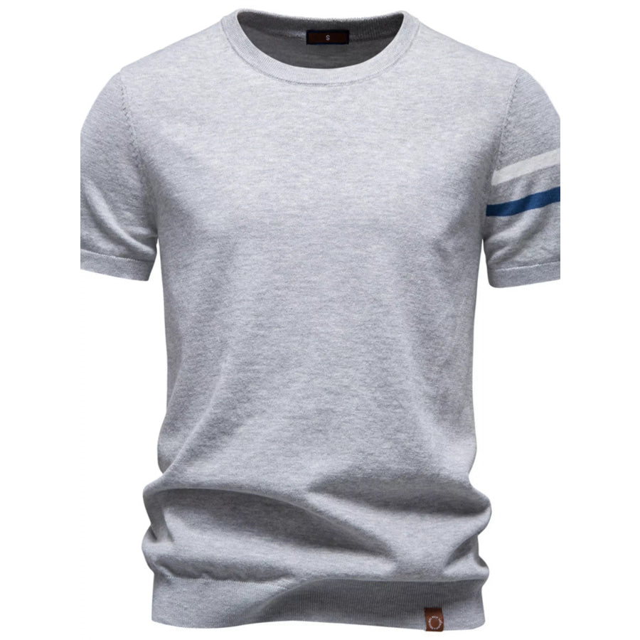 Men’s Casual Striped Sleeve T-Shirt Light Gray / S Apparel and Accessories