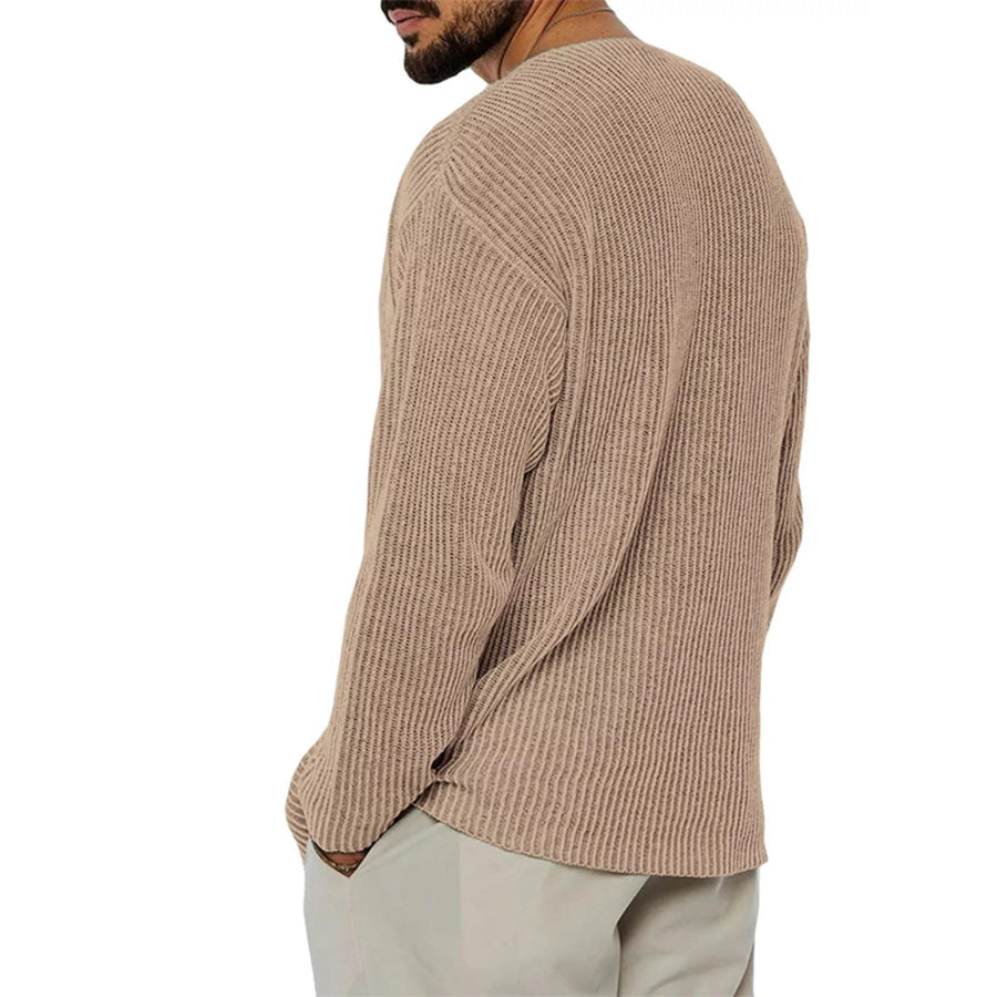 Men’s Casual V-Neck Ribbed Knit Sweater Apparel and Accessories
