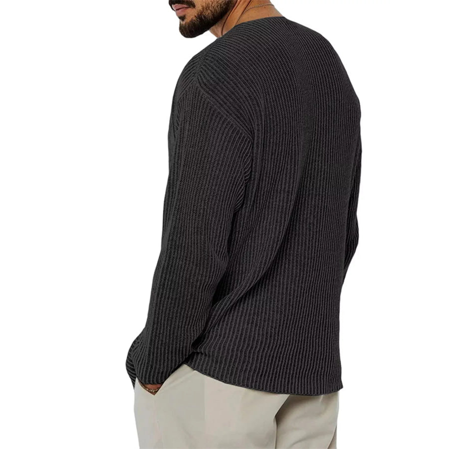 Men’s Casual V-Neck Ribbed Knit Sweater Apparel and Accessories