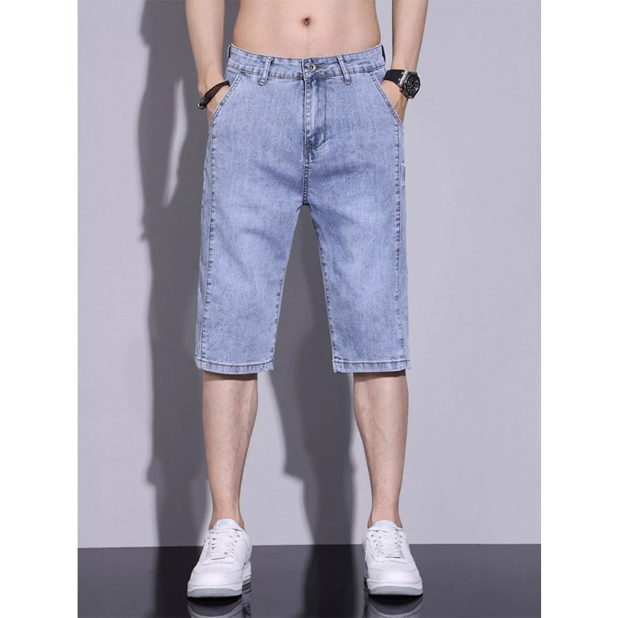 Men’s Casual Washed Denim Shorts Light Blue / 28 Apparel and Accessories