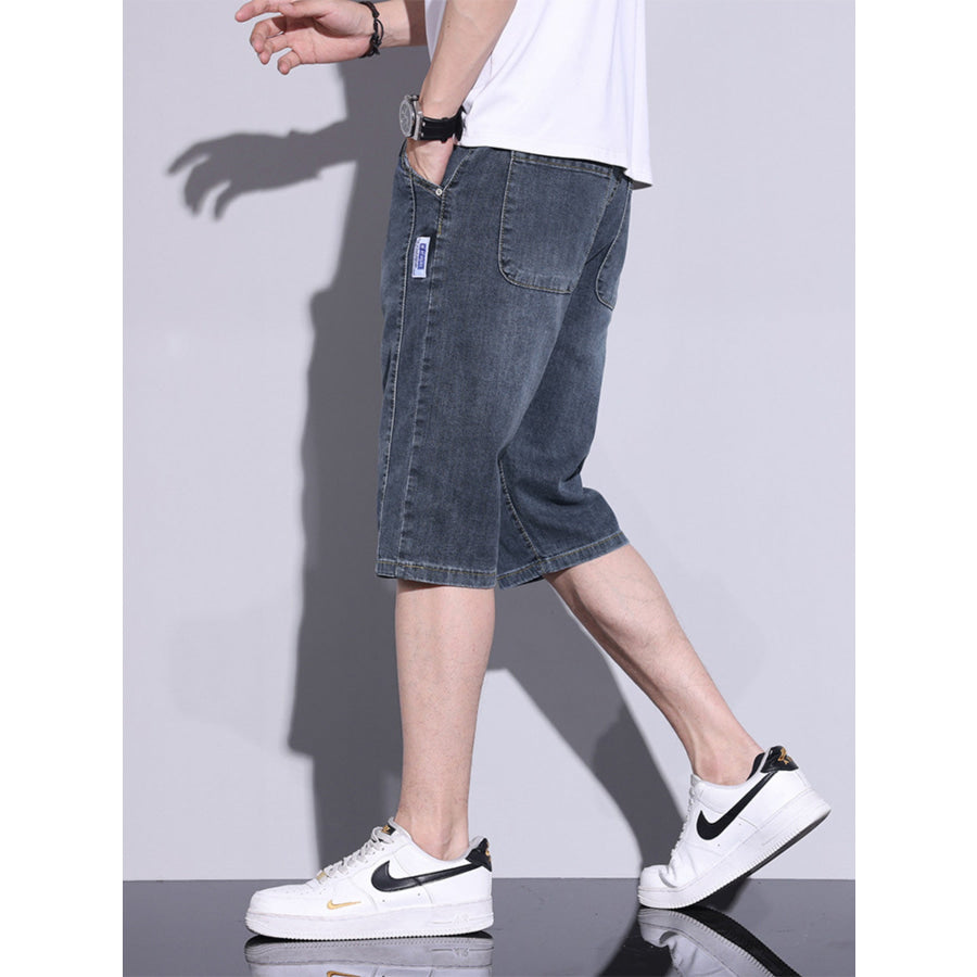 Men’s Casual Washed Denim Shorts Peacock Blue / 28 Apparel and Accessories