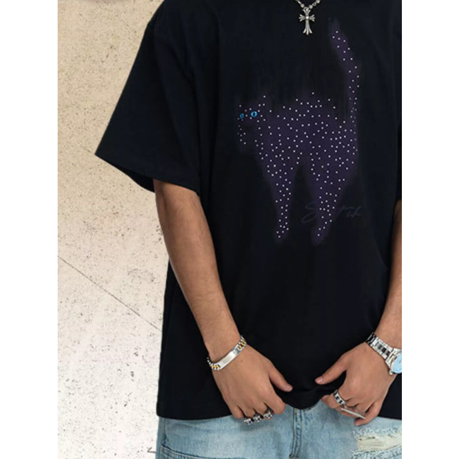 Men’s Cat Graphic Short Sleeve T-Shirt Apparel and Accessories