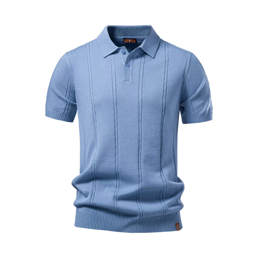 Men’s Classic Knit Short Sleeve Polo Sea Blue / S Apparel and Accessories