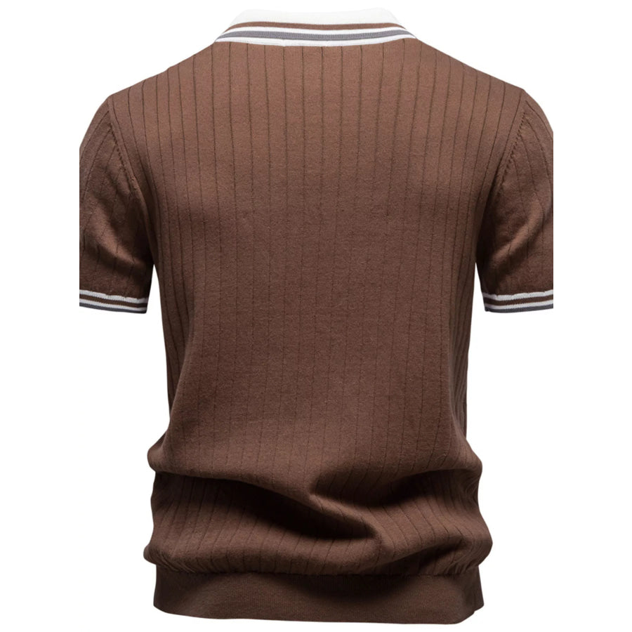 Men’s Classic Ribbed Knit Short Sleeve Polo Apparel and Accessories