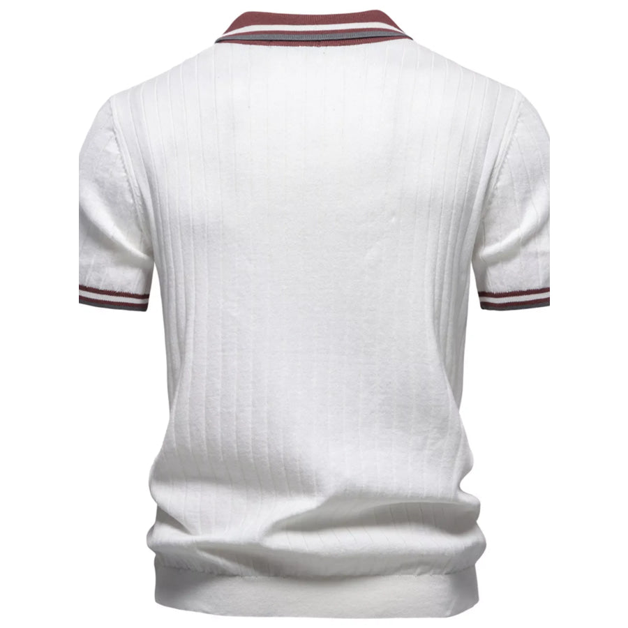 Men’s Classic Ribbed Knit Short Sleeve Polo Apparel and Accessories