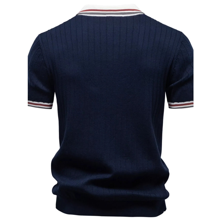 Men’s Classic Ribbed Knit Short Sleeve Polo Apparel and Accessories