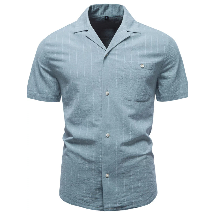Men’s Classic Striped Short-Sleeve Shirt Light Green / S Apparel and Accessories