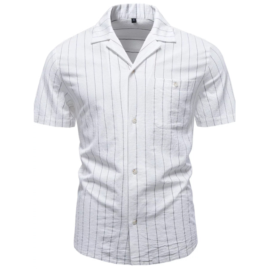 Men’s Classic Striped Short-Sleeve Shirt White / S Apparel and Accessories