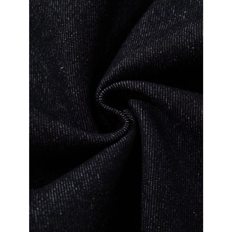 Men’s Contrast Faux Leather Paneling Button Fly Jeans Apparel and Accessories