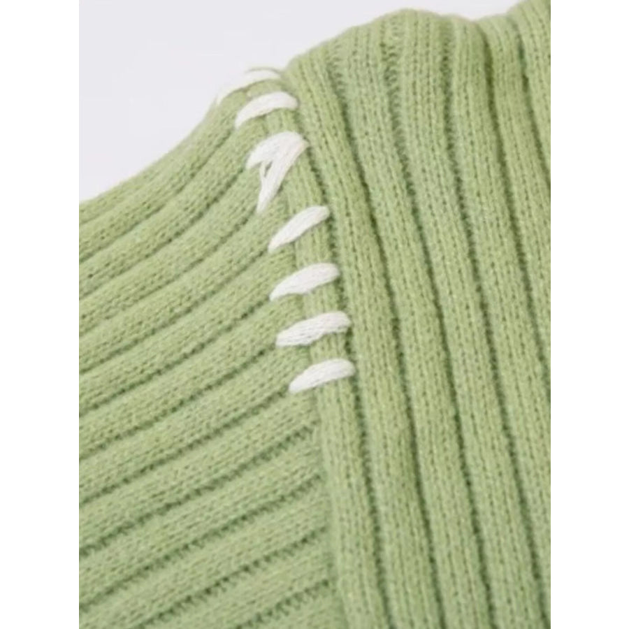 Men’s Contrast Round Neck Long Sleeve Sweater Apparel and Accessories
