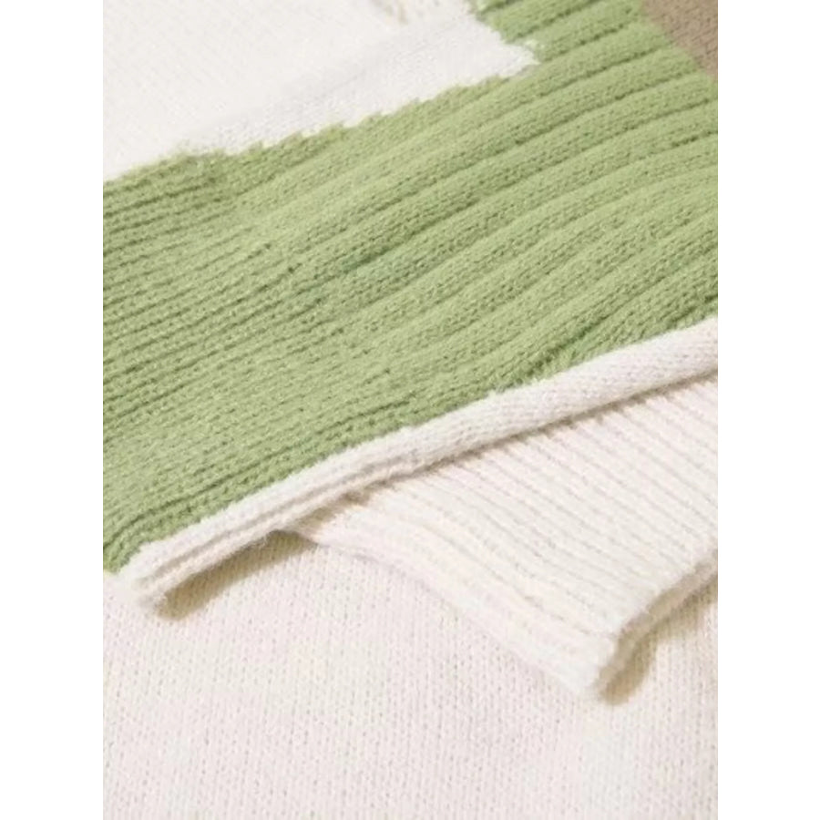Men’s Contrast Round Neck Long Sleeve Sweater Apparel and Accessories