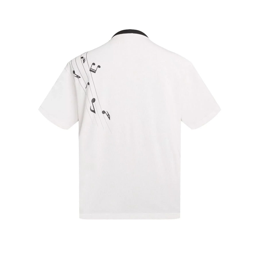 Men’s Contrast Striped Music Print T-Shirt Apparel and Accessories