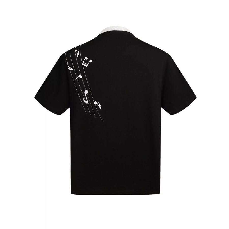 Men’s Contrast Striped Music Print T-Shirt Apparel and Accessories
