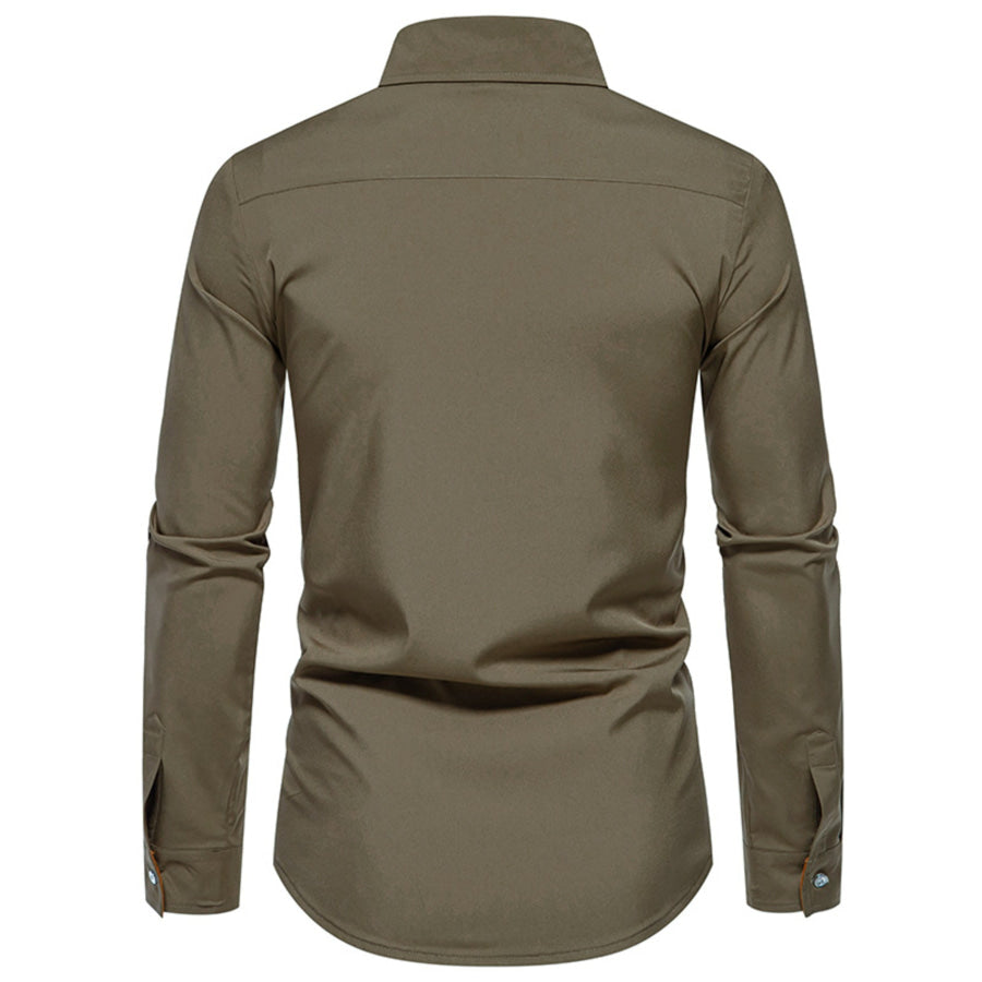 Men’s Contrast Trim Button-Down Shirt Apparel and Accessories