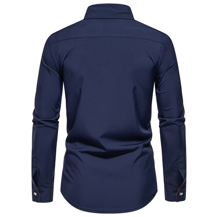 Men’s Contrast Trim Button-Down Shirt Apparel and Accessories