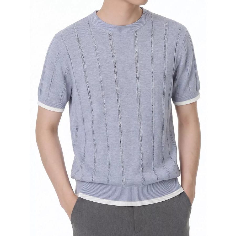Men’s Contrasting Trim Knit T-Shirt Blue / M