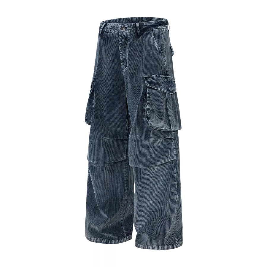 Men’s Corduroy Cargo Pants with Multiple Pockets Apparel and Accessories