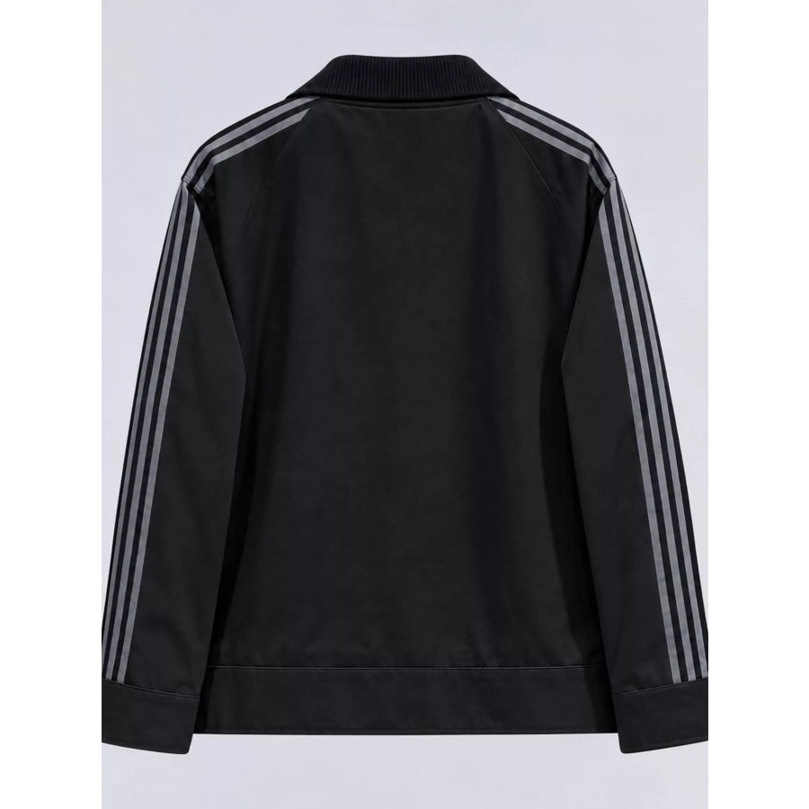 Men’s Corduroy Collar Side Stripes Jacket Apparel and Accessories