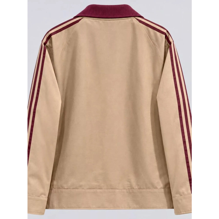 Men’s Corduroy Collar Side Stripes Jacket Apparel and Accessories