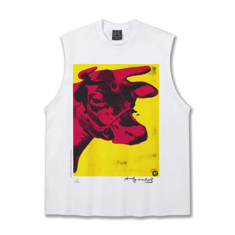 Men’s Cow Graphic Round Neck Tank Apparel and Accessories