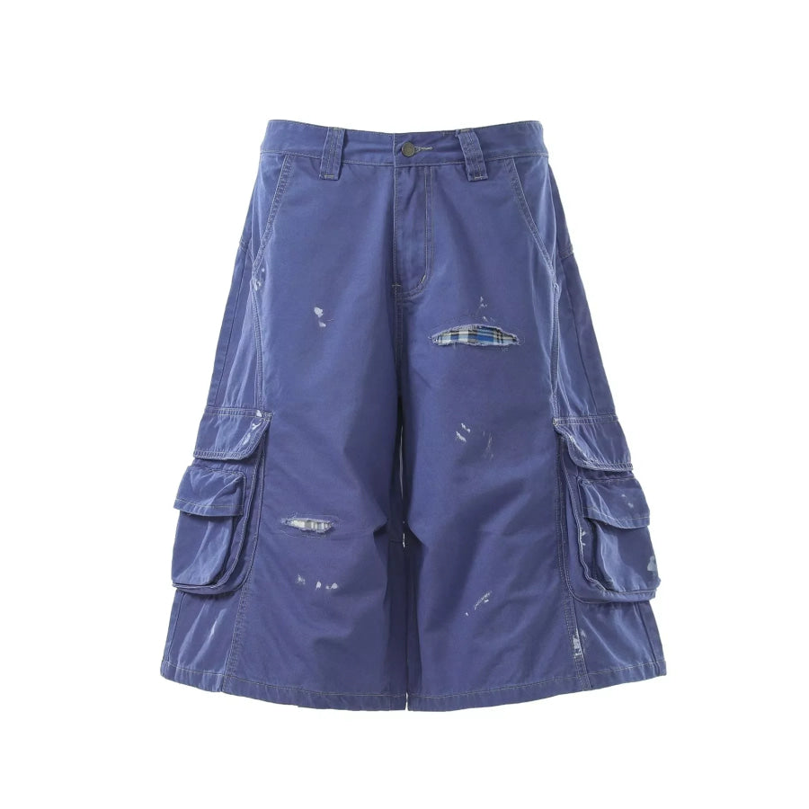 Men’s Distressed Cargo Capris Blue / S Apparel and Accessories