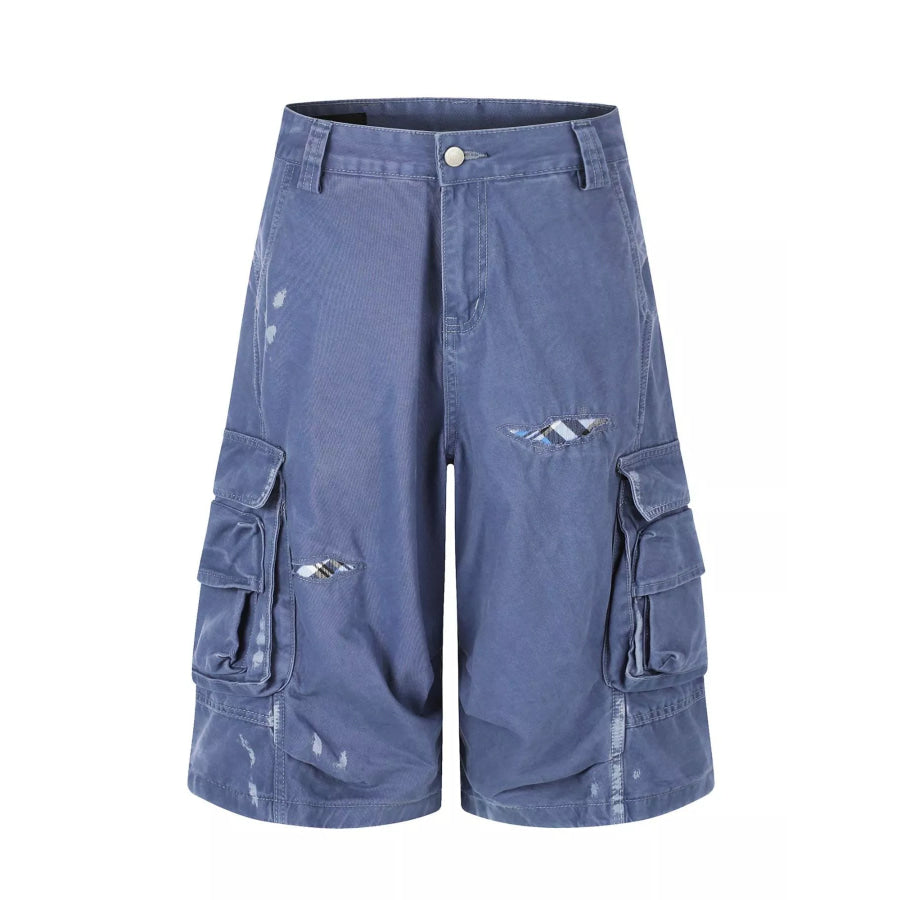 Men’s Distressed Cargo Capris Blue / S Apparel and Accessories
