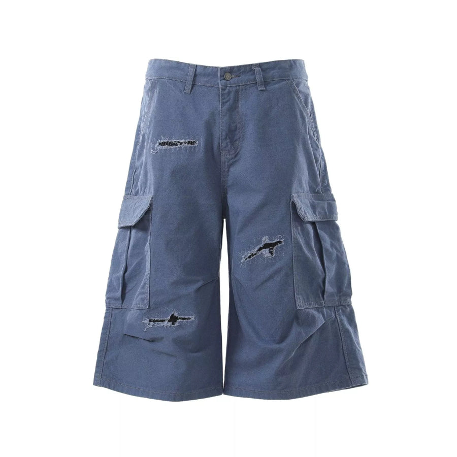 Men’s Distressed Cargo Capris Blue / S Apparel and Accessories