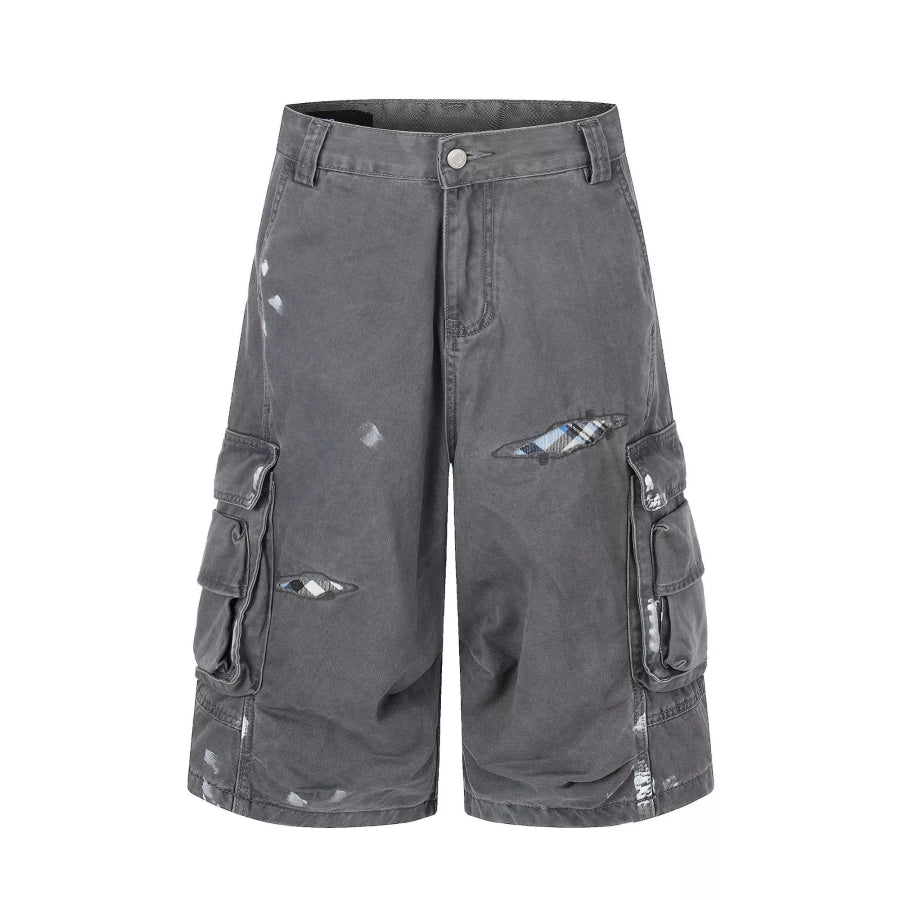 Men’s Distressed Cargo Capris Gray / S Apparel and Accessories