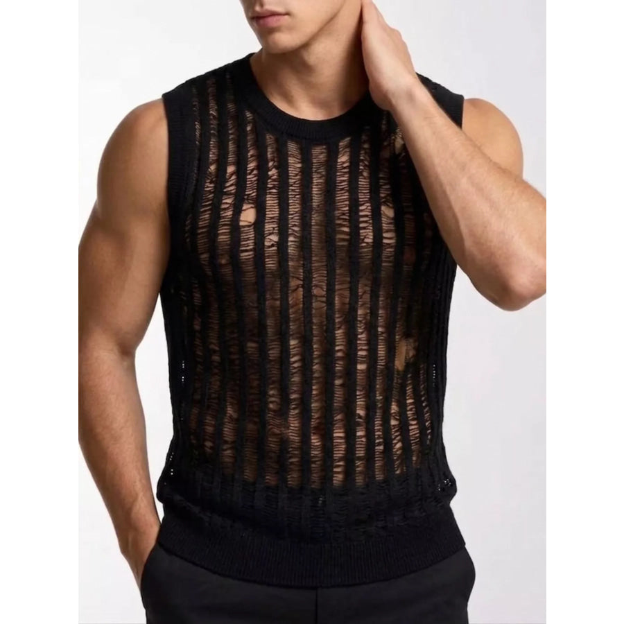 Men’s Distressed Knit Sweater Vest Apparel and Accessories