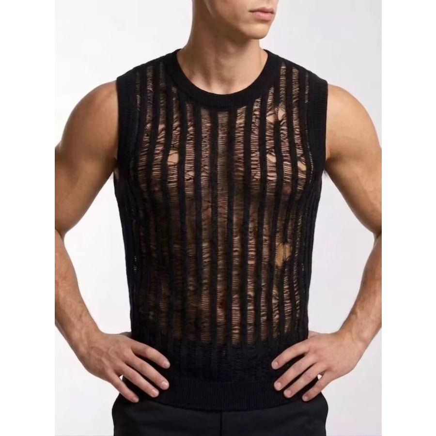 Men’s Distressed Knit Sweater Vest Apparel and Accessories