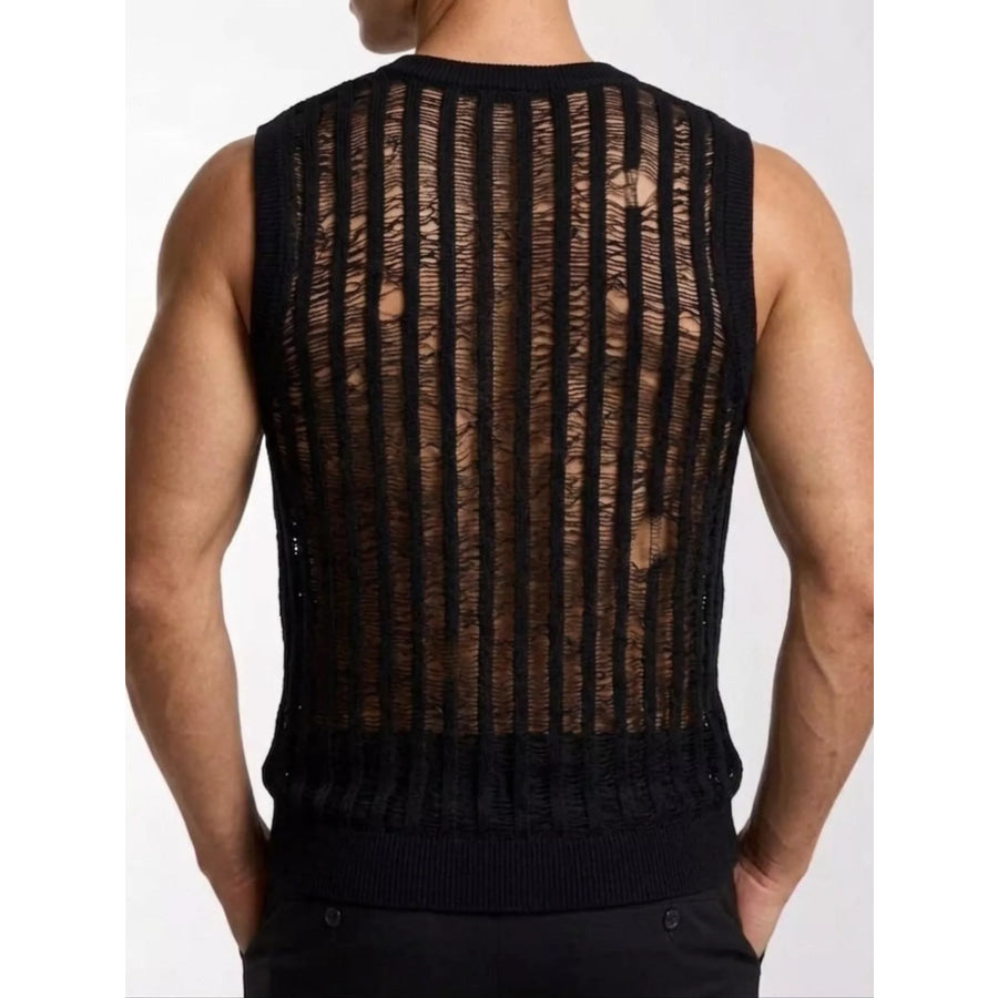 Men’s Distressed Knit Sweater Vest Apparel and Accessories