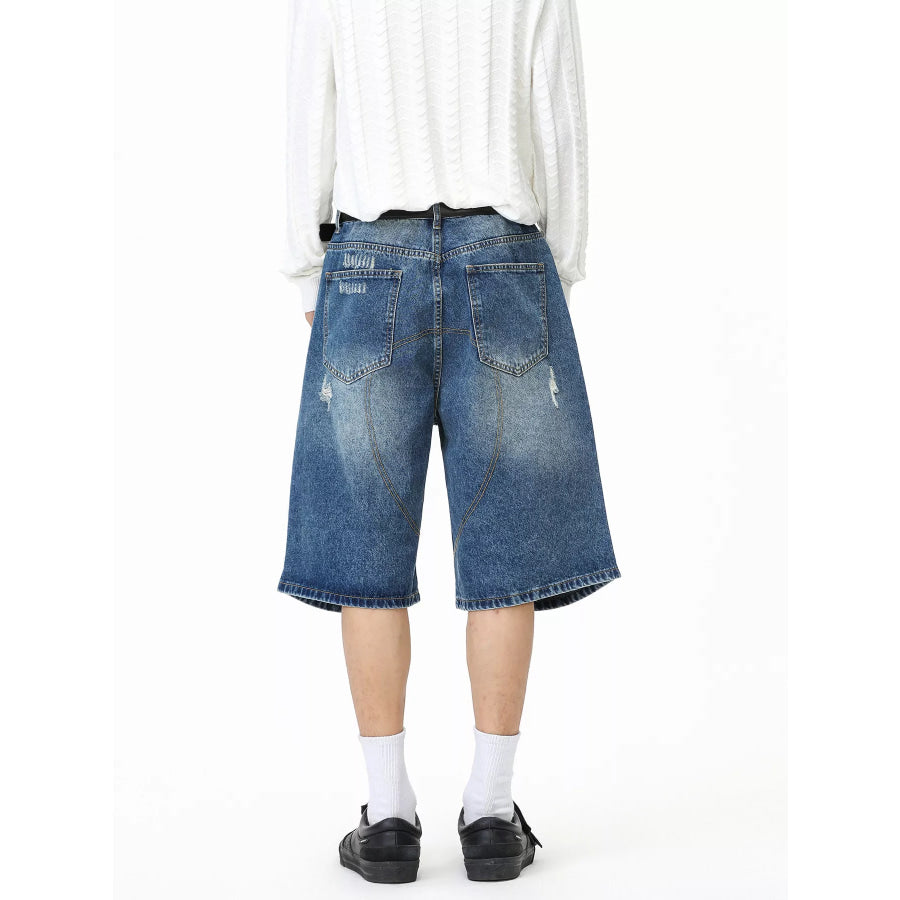 Men’s Distressed Loose-Fit Denim Shorts Apparel and Accessories