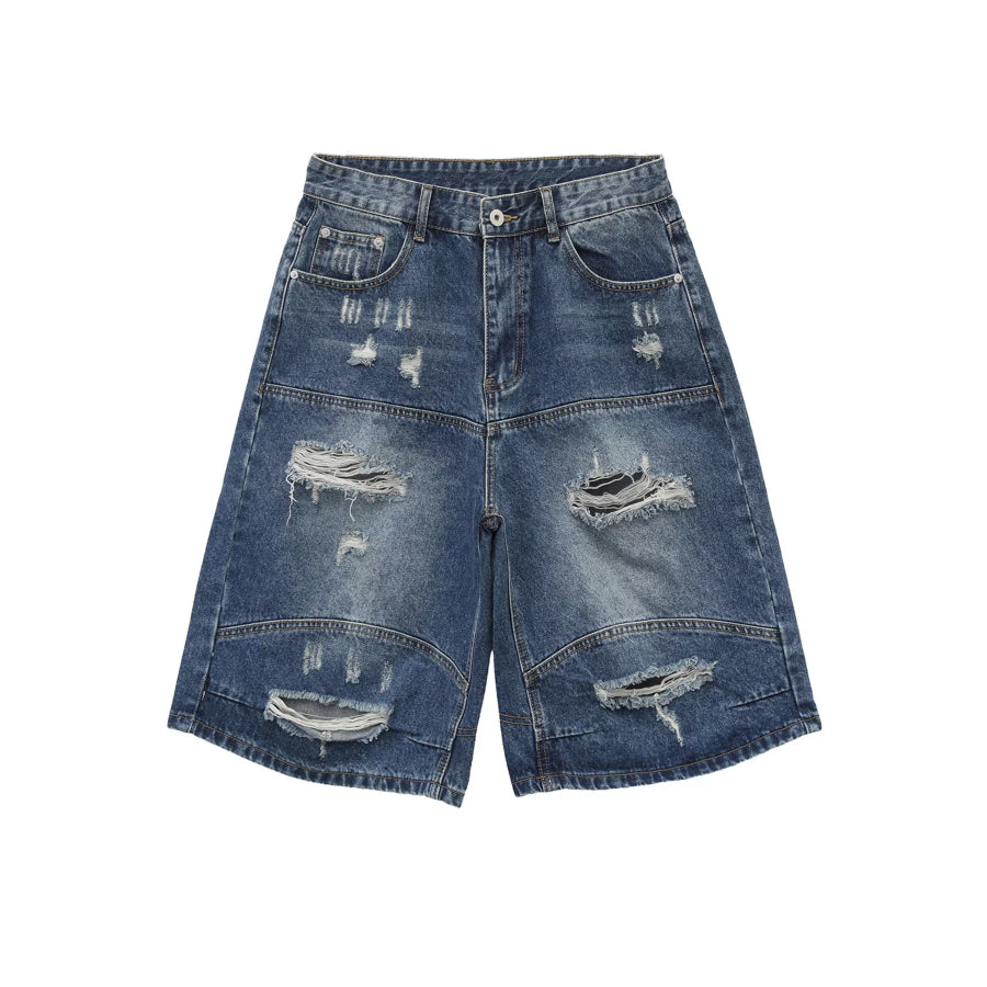 Men’s Distressed Loose-Fit Denim Shorts Apparel and Accessories