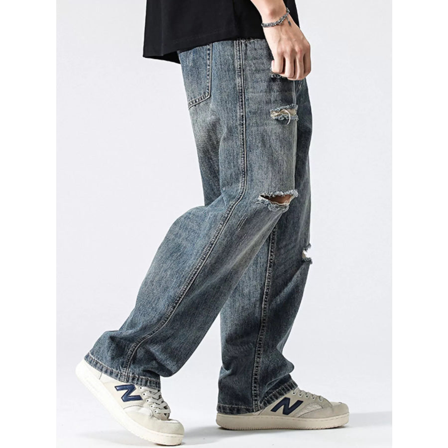 Men’s Distressed Loose Fit Jeans Apparel and Accessories