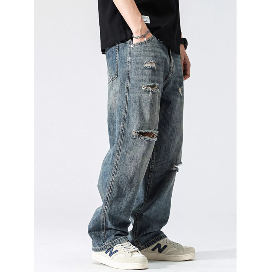 Men’s Distressed Loose Fit Jeans Apparel and Accessories