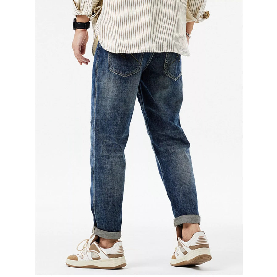 Men’s Distressed Patchwork Jeans Apparel and Accessories
