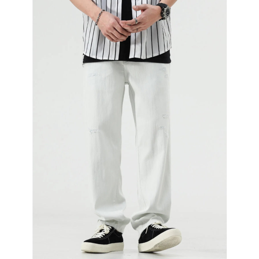 Men’s Distressed Relaxed Fit Jeans White / 28 Apparel and Accessories