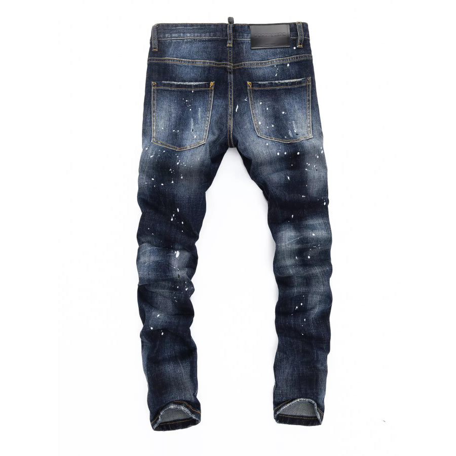 Men’s Distressed Slim Fit Jeans Dark / 28 Apparel and Accessories
