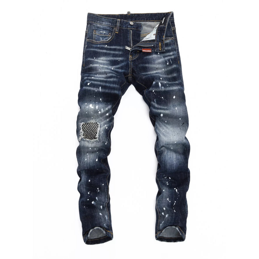 Men’s Distressed Slim Fit Jeans Dark / 28 Apparel and Accessories