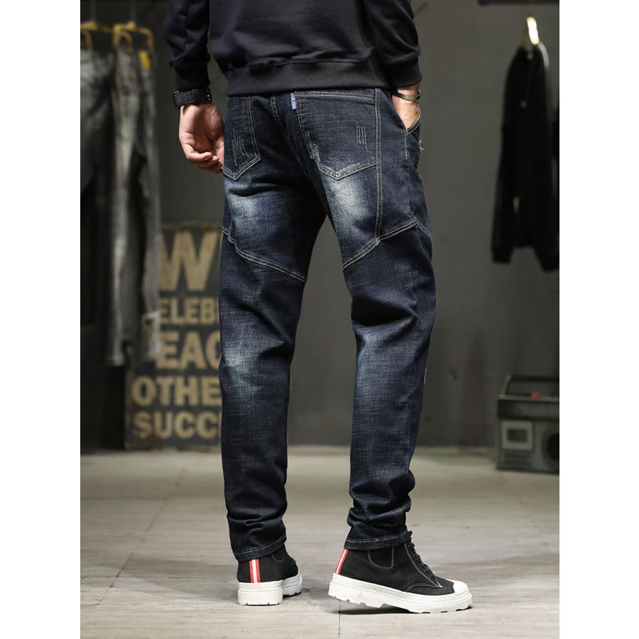 Men’s Distressed Slim Fit Wash Jeans Apparel and Accessories