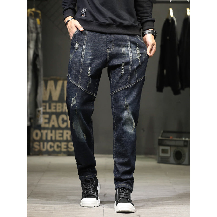 Men’s Distressed Slim Fit Wash Jeans Apparel and Accessories