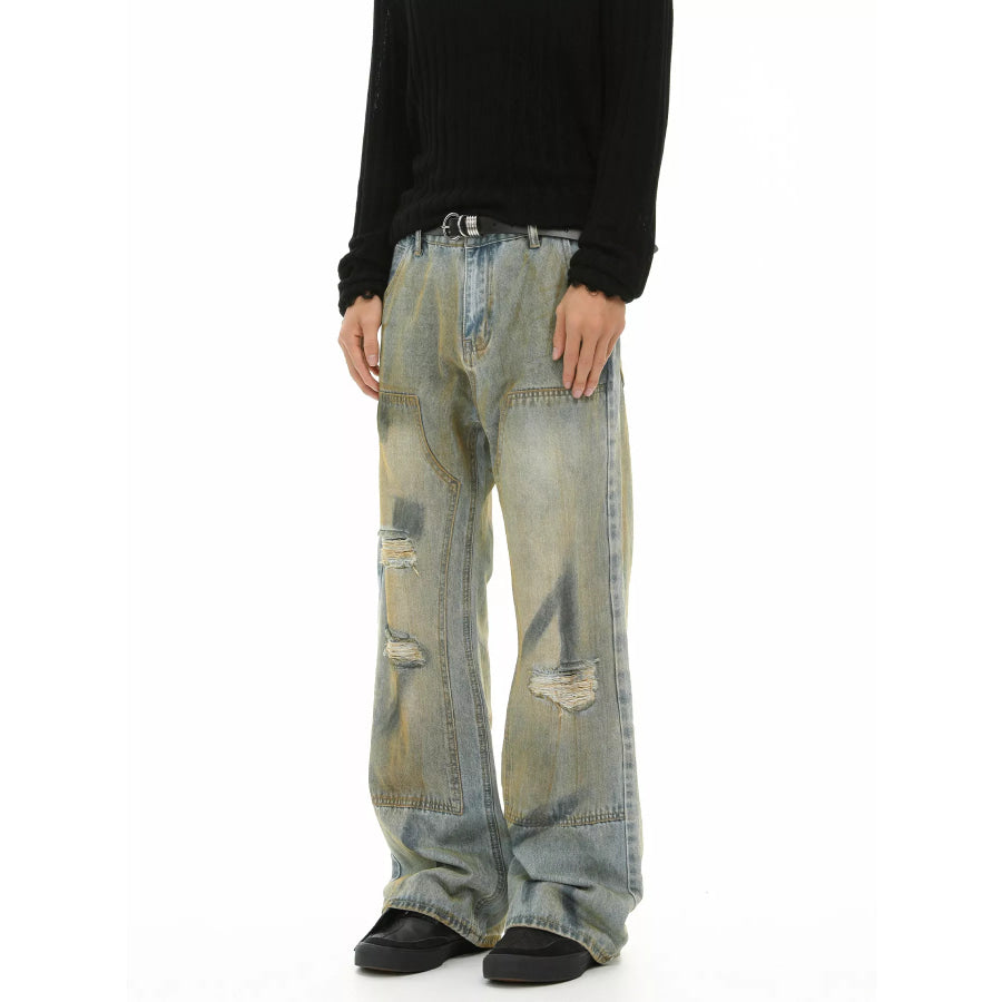 Men’s Distressed Vintage Wash Loose-Fit Jeans Apparel and Accessories