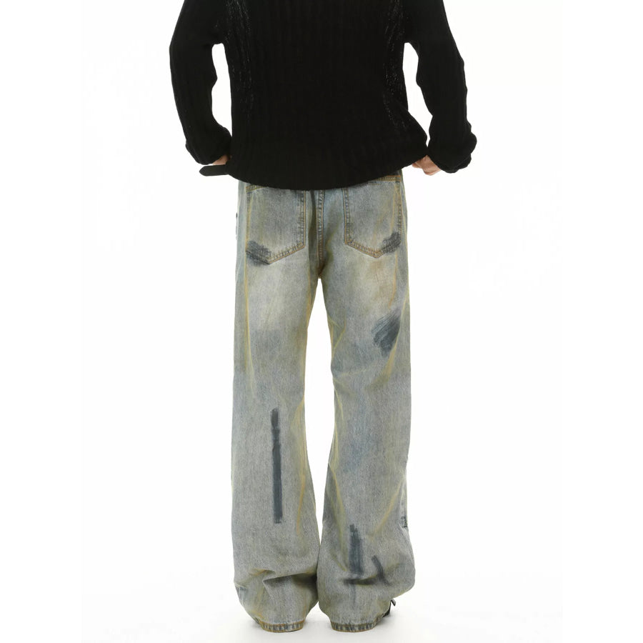 Men’s Distressed Vintage Wash Loose-Fit Jeans Apparel and Accessories