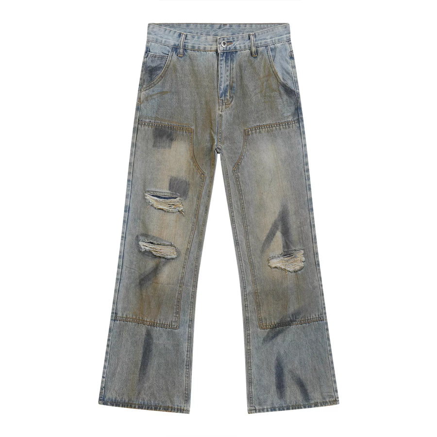 Men’s Distressed Vintage Wash Loose-Fit Jeans Apparel and Accessories