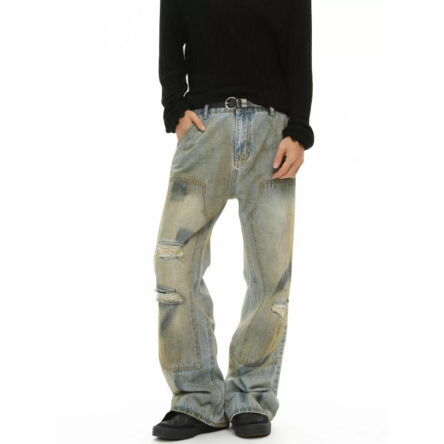 Men’s Distressed Vintage Wash Loose-Fit Jeans Light / S Apparel and Accessories