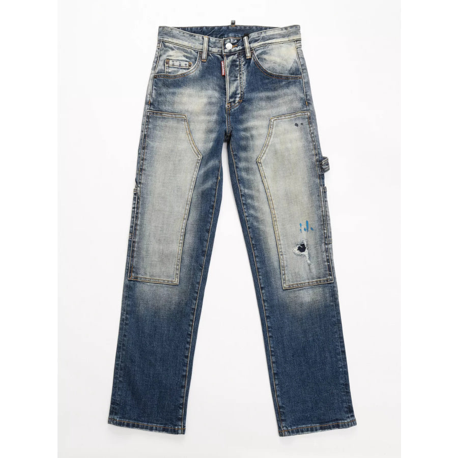 Men’s Distressed Wash Jeans Dark / 28 Apparel and Accessories