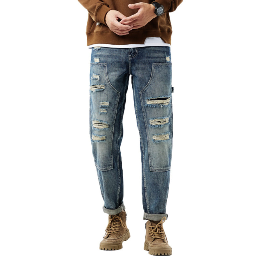 Men’s Distressed Washed Jeans Apparel and Accessories