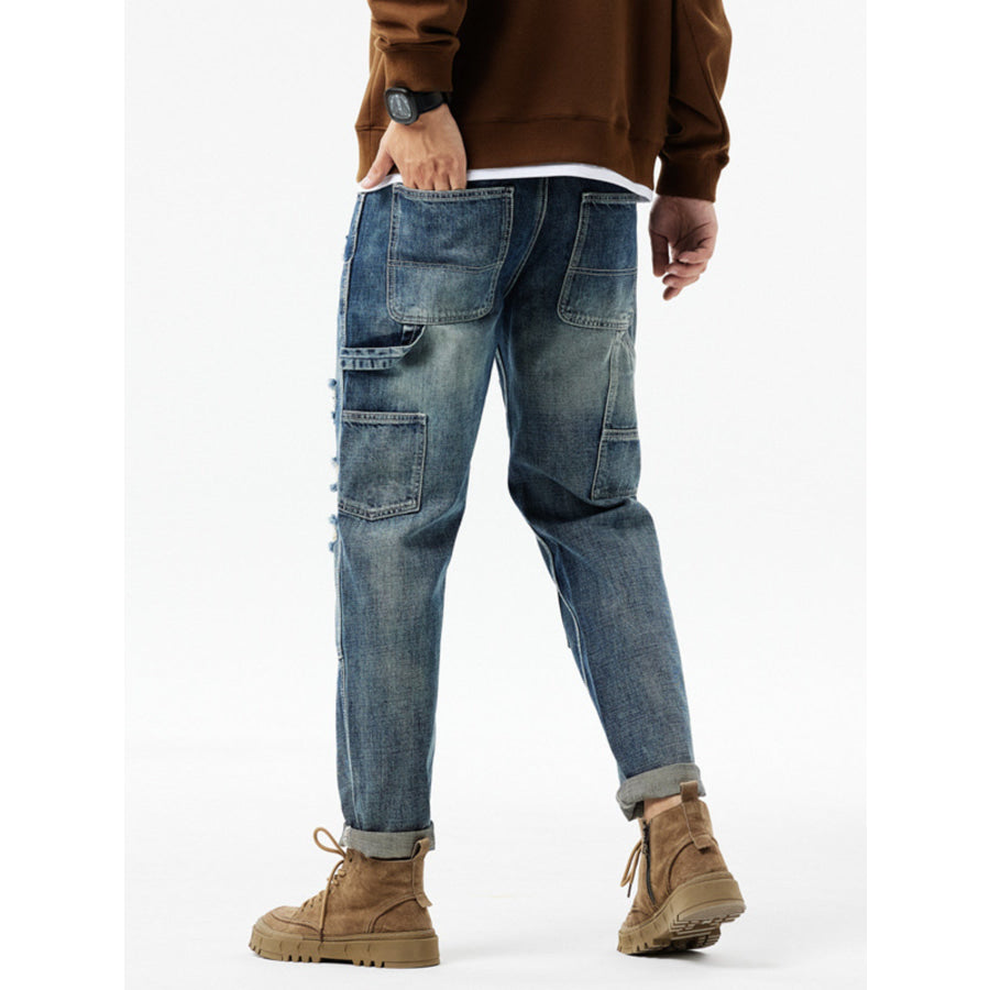 Men’s Distressed Washed Jeans Apparel and Accessories