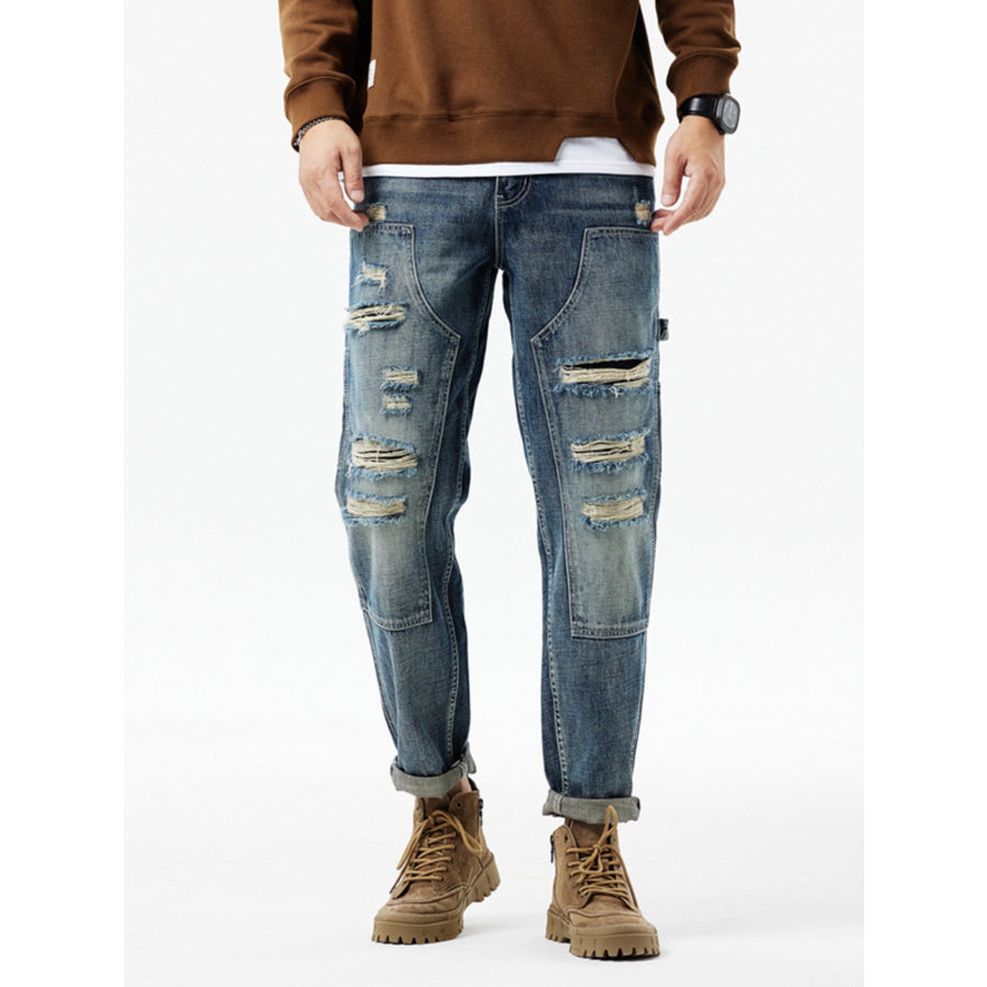 Men’s Distressed Washed Jeans Medium / 28 Apparel and Accessories